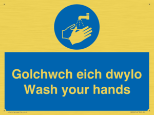 golchwch eich dwylo / wash your hands - safety sign